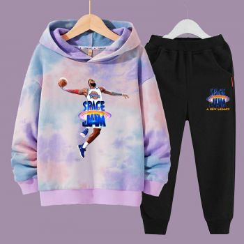 Space Jam Kids Tie-Dye Hoodies Kids Long Sleeve Pullover Sweatshirts 