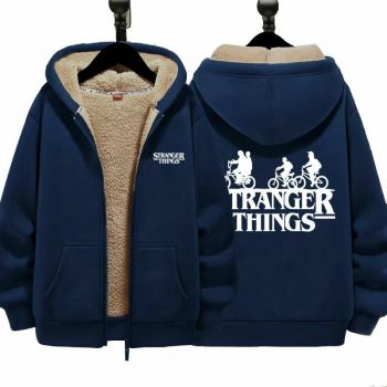 Stranger Things Boys Girls Kid's Winter Sherpa Lined Zip Up Sweatshirt Jacket Hoodie