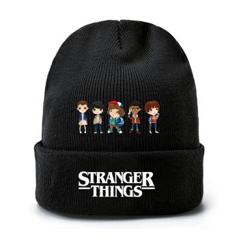 Stranger Things Cap Wool Winter Beanie Skull Cap Embroidery Cuffed Hat 1