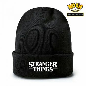 Stranger Things Cap Wool Winter Beanie Skull Cap Embroidery Cuffed Hat