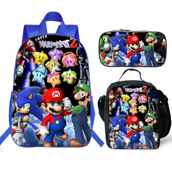 Super Mario Backpack Lunch box School Bag Kids Bookbag 2