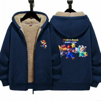 Super Mario Boys Girls Kid's Winter Sherpa Lined Zip Up Sweatshirt Jacket Hoodie 2