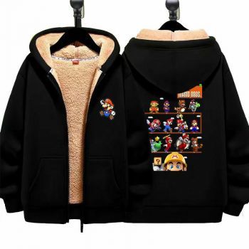 Super Mario Boys Girls Kid's Winter Sherpa Lined Zip Up Sweatshirt Jacket Hoodie 1
