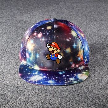 Super Mario Galaxy Snapback Hat Adjustable Flat Bill Baseball Cap