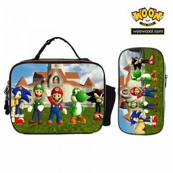 Super Mario Lunch Box Waterproof High quality leather Lunch Bag Portable Lunchbox（6 designs）