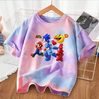 Super Mario Tie dye T-Shirt Kids Cotton Shirt