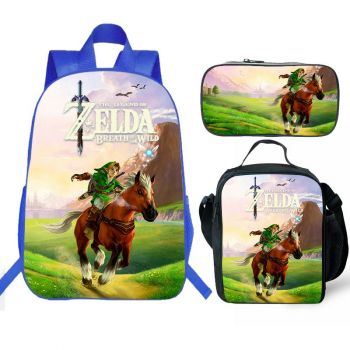 The Legend of Zelda Backpack and Lunch box School Bag Kid Bookbag Blue