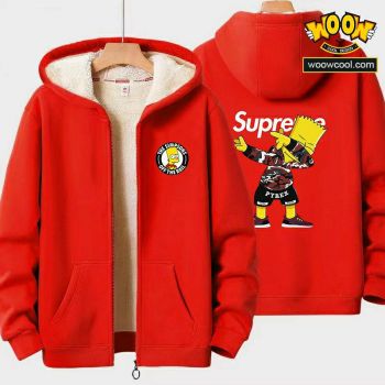 The Simpsons Boys Girls Kid's Winter Sherpa Lined Zip Up Sweatshirt Jacket Hoodie 