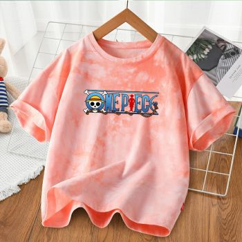 Tie dye One Piece logo kids Cotton Shirt