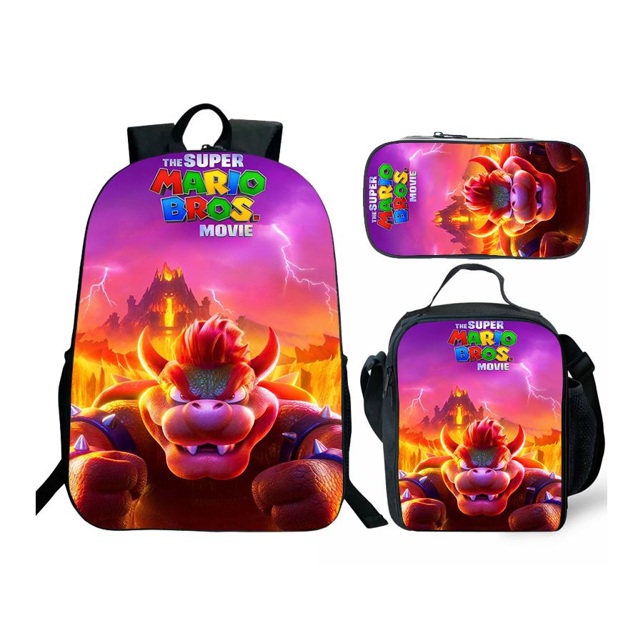 Super Mario Backpack and Lunch box Super Mario school bag Waterproof
